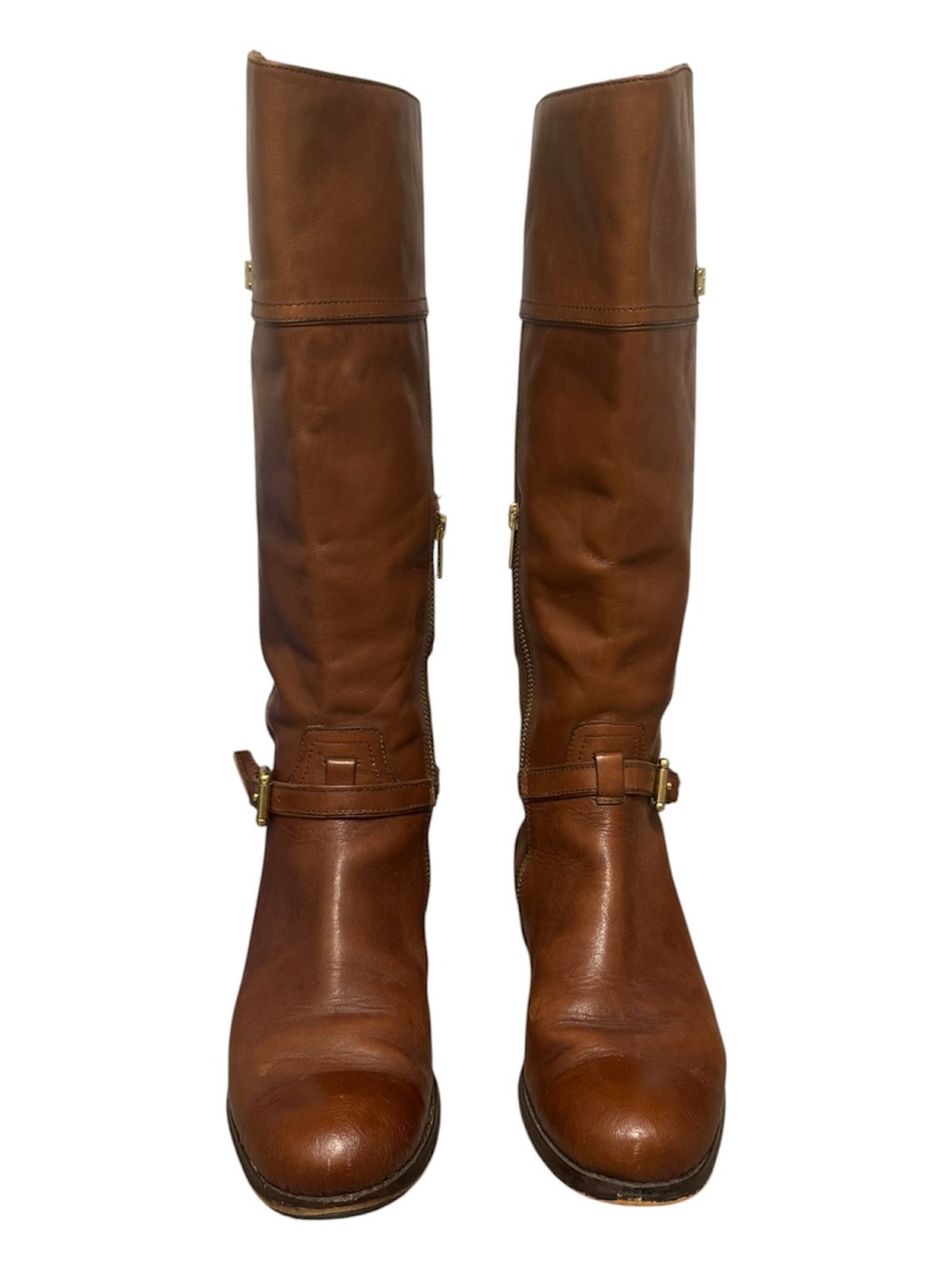 COACH Women’s Micha Leather Buckle Riding Boots, Chestnut Brown, Size 6 - Picture 2 of 16